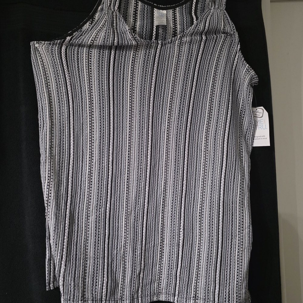 Sleeveless Black & White Striped Tank Top - Women's